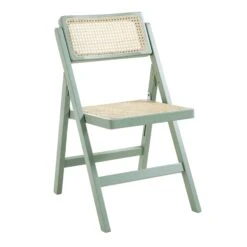 Frances Set Of 2 Folding Cane Rattan Chairs, Mint -Daals Shop XN 2054 SAGE 2P WB3
