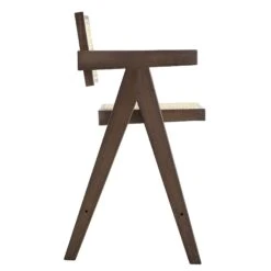 Jeanne Dark Walnut Cane Rattan Solid Beech Wood Counter Stool -Daals Shop XN 2211 DARKWALNUT WB3