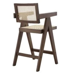 Jeanne Dark Walnut Cane Rattan Solid Beech Wood Counter Stool -Daals Shop XN 2211 DARKWALNUT WB4