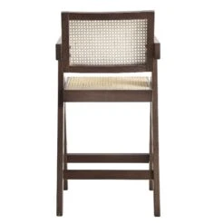 Jeanne Dark Walnut Cane Rattan Solid Beech Wood Counter Stool -Daals Shop XN 2211 DARKWALNUT WB5