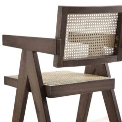 Jeanne Dark Walnut Cane Rattan Solid Beech Wood Counter Stool -Daals Shop XN 2211 DARKWALNUT detail3