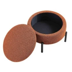 Amboise Round Storage Pouffe, Brick Boucle -Daals Shop XRSF 2183 BRICK BOU STOOL WB2