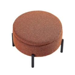 Amboise Round Storage Pouffe, Brick Boucle -Daals Shop XRSF 2183 BRICK BOU STOOL WB3