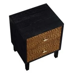 Bianca Chip Carved Bedside Table, Antique Bronze & Black -Daals Shop XXNS 007 GOLD BLACK WB4