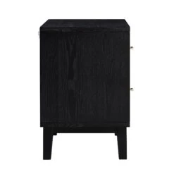 Bianca Chip Carved Bedside Table, Antique Bronze & Black -Daals Shop XXNS 007 GOLD BLACK WB5