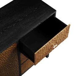 Bianca Chip Carved 2-Door 3-Drawer Sideboard, Antique Bronze & Black -Daals Shop XXSB 006 GOLD BLACK detail2