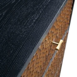 Bianca Chip Carved 2-Door 3-Drawer Sideboard, Antique Bronze & Black -Daals Shop XXSB 006 GOLD BLACK detail4