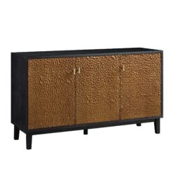 Bianca Chip Carved 3 Door Sideboard, Antique Bronze & Black -Daals Shop XXSB 009 GOLD BLACK WB2