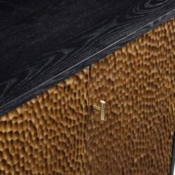 Bianca Chip Carved 3 Door Sideboard, Antique Bronze & Black -Daals Shop XXSB 009 GOLD BLACK detail1