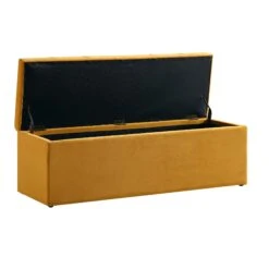 Leamington Deep-Buttoned Ottoman Storage Bench, Turmeric Yellow Velvet -Daals Shop ZX 2183 MUST VEL WB4