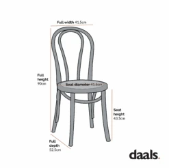 Camille Elm Wood And Rattan Bentwood Dining Chair, Distressed White -Daals Shop dimensional drawings NOV 2022 DCH 002 f7925eac 65e3 478e a206 ef4d321f63ed