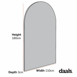 Eden Arched Full Length Metal Frame Mirror 180 X 110 Cm, Black -Daals Shop dimensional drawings NOV 2022 MIRR 138 2d2f182f c4f1 4fce 8506 e02de89df75d