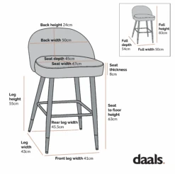 Miyae Set Of 2 Pleated Champagne Beige Velvet Upholstered Counter Stools 15 Miyae Set Of 2 Pleated Champagne Beige Velvet Upholstered Counter Stools -Daals Shop dimensional drawings SEPT 2022 BCH 2148