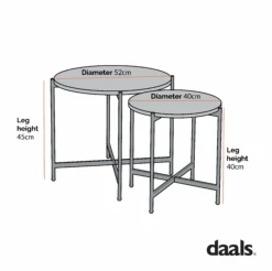 Lewes Oak Set Of 2 Side Tables -Daals Shop dimensional drawings SEPT 2022 BSD 064