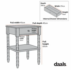 Aldwinke Dark Grey Bobbin 1 Drawer Side Table -Daals Shop dimensional drawings SEPT 2022 BSD 097 b4b34df9 d31f 44b5 9dee 5c5431632fca